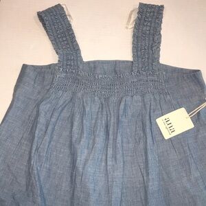 a.n.a A New Approach Chambray Smocked Tank Top Blue Sleeveless Women’s Small NWT